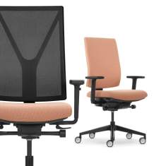 Giroflex Yanos 3D Bürostuhl mit elastischer Netzrückenlehne und gepolsterter Sitzfläche, modernes ergonomisches Stuhldesign
