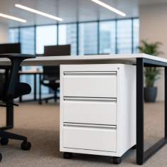 SARA Easy Caddy Rollcontainer unter dem Schreibtisch im modernen Büroarbeitsplatz