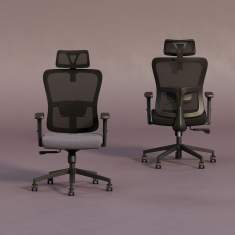 Bürodrehstuhl SOHOS by Nowy Styl Trofi mit Netzrücken und Kopfstütze für ergonomisches Arbeiten