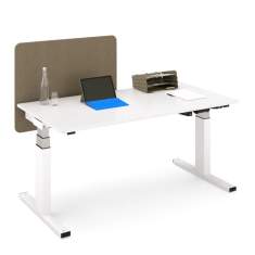Sitz-Steh-Schreibtisch Lista Office LO Manus mit mechanischer Höhenverstellung und Tischtrennwand