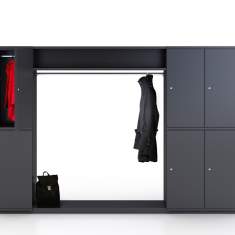 Garderobenschrank Lista Office LO Garderoben Serie Swiss Kombination mit Kleiderstange und offenen Fächern