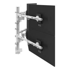 Sechsfach Monitorhalterung Dataflex Viewgo modular Schreibtisch 260 mit zentraler Säule für strukturierte Bildschirmplätze