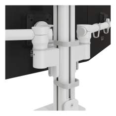 Detail der Befestigungseinheit Dataflex Viewgo modular Schreibtisch 260 mit Gelenkarm und Säulenmontage