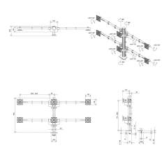 Technische Zeichnung Dataflex Viewgo modular Schreibtisch 260 zur Darstellung der Konfiguration und Abmessungsstruktur