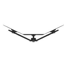 Monitorhalter Dataflex Viewgo modular Schreibtisch 263 mit schwarzer Aufnahme in angewinkelter Anordnung für Panoramaansicht