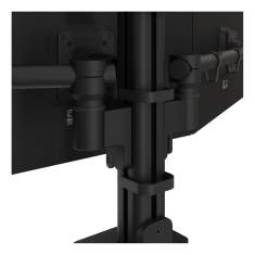 Monitorhalter Dataflex Viewgo modular Schreibtisch 263 mit schwarzer Aufnahme in angewinkelter Anordnung für Panoramaansicht