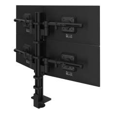 Vierfach Monitorhalter Dataflex Viewgo modular Schreibtisch 243 mit schwarzen Monitoraufnahmen für vier Bildschirme
