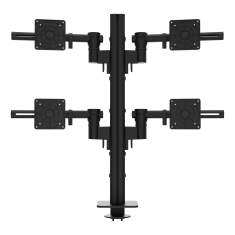 Monitorarm-System Dataflex Viewgo modular Schreibtisch 243 mit schwarzen Halterungen für strukturierte Vierfach-Anordnung