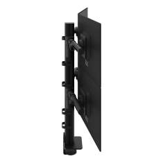 Vierfach Monitorhalterung Dataflex Viewgo modular Schreibtisch 243 mit zentraler Säule und schwarzen Aufnahmen für kombinierte Bildschirmgrößen