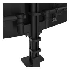 Detail der schwarzen Monitoraufnahme Dataflex Viewgo modular Schreibtisch 243 mit Gelenkarm und Säulenmontage