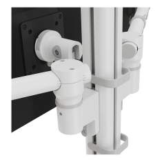 Detail der Befestigungseinheit Dataflex Viewgo modular Schreibtisch 230 mit Gelenkarm und Säulenmontage