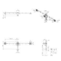 Technische Zeichnung Dataflex Viewgo modular Schreibtisch 233 zur Darstellung der Dreifach-Konfiguration und Abmessungen
