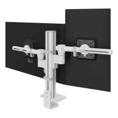 Detail der Befestigungseinheit Dataflex Viewgo modular Schreibtisch 220 mit Gelenkarm und Säulenmontage
