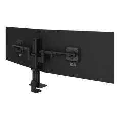Doppelmonitorhalter Dataflex Viewgo modular Schreibtisch 223 mit schwarzen Monitoraufnahmen für zwei Bildschirme
