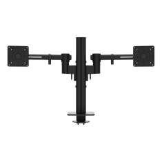 Monitorarm-System Dataflex Viewgo modular Schreibtisch 223 mit schwarzen Halterungen für lineare Zwei-Monitor-Anordnung