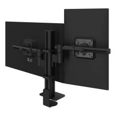 Detail der schwarzen Monitoraufnahme Dataflex Viewgo modular Schreibtisch 223 mit Gelenkarm und Säulenmontage