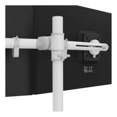 Detail der Befestigungseinheit Dataflex Viewgo Schreibtisch 140 mit Gelenkarm und Säulenmontage