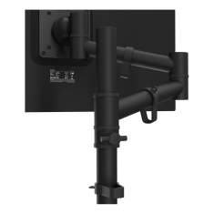 Detail der schwarzen Monitoraufnahme Dataflex Viewgo Schreibtisch 123 mit Gelenkarm und Säulenmontage