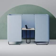 Nowy Styl Play&Work American Diner Soft Seating System mit akustisch abgeschirmten Sitznischen und Tisch für informelle Meetings und konzentriertes Arbeiten