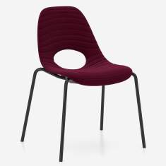 Nowy Styl Tauko Stuhl gepolstert in Rot mit filigranem Metallgestell