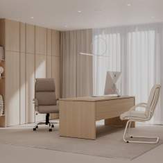 Nowy Styl Schreibtisch im eleganten Büro mit heller Holzausstattung