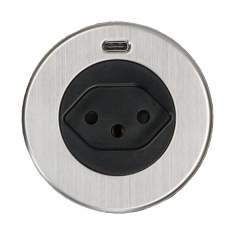 SOLO Steckdoseneinheit von MAX HAURI in Edelstahloptik mit integriertem USB-Port