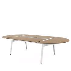 Konferenztisch Steelcase Bivi mit modularer Tischform und zentraler Kabelintegration