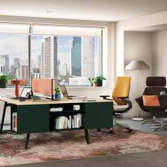 Steelcase Bivi Arbeitsplatzsystem im Einsatz im offenen Büro mit Teamarbeitsplätzen