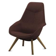 Wilkhahn Yonda Lounge Sessel Seitenansicht mit Massivholzgestell