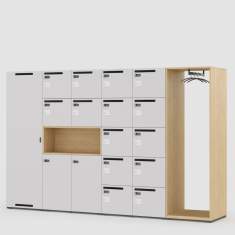 Schließfachschrank Neudoerfler Ownly Locker mit offenen Fächern und Garderobenmodul