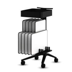 Schwarzer Confair Next Board-Server von Wilkhahn mit Mini-Liteboards und Ablagebox