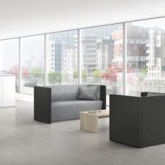Assmann Büromöbel Syneo Line Lounge Sitz- und Akustikmodule im modernen Kommunikationsbereich