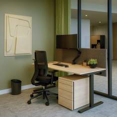 Neudoerfler Officebox Essential Work Arbeitsplatz mit akustischem Deskpanel im ruhigen Bürobereich