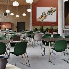 Profim Noor Konferenzstuhl mit Kufengestell im modernen Café- und Aufenthaltsbereich
