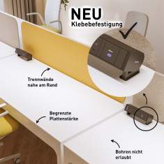 MAX HAURI AG SUPRA Elektrifizierungsmodul am Arbeitsplatz mit Klebebefestigung auf der Tischplatte