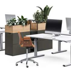 Embru eQ Desk Modul mit Pflanzgefässen als Raumteiler