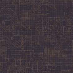 Object Carpet Scetch Teppichdesign mit überlagerten technischen Skizzen und geometrischen Strukturen