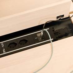 Detail der modularen Bachmann STEP Steckdoseneinheit mit Strom- und USB-Anschlüssen