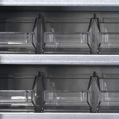 Transparente Sichtlagerkästen im mauser jack mk 280 komplett zur einsehbaren Kleinteilelagerung