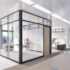Goldbach Kirchner T65 Trennwandsystem mit Zweischeiben-Verglasung und Structural Glazing für Einzelbüros
