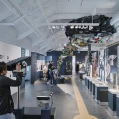ERCO Optec Strahler zur gezielten Beleuchtung von Exponaten und interaktiven Installationen in einer Museumsausstellung