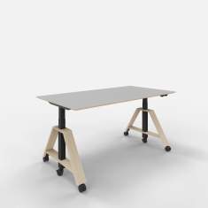 Westermann Products motu A Plus Projekttisch mit pneumatischer Höhenverstellung, Holzgestell und Feststellrollen