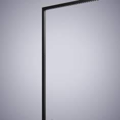 LED-Stehleuchte Waldmann STRAIGHT in schwarzer Ausführung mit seitlich integriertem Bedienfeld