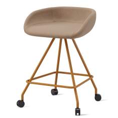 Barhocker Skandiform Fendo – beige gepolsterte Ausführung mit kontrastierendem Metallgestell, Fußstütze und Rollen