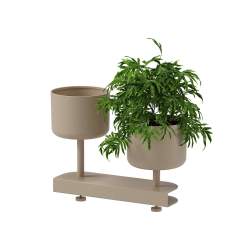 Tischpflanzgefäß Skandiform Allé Mini desk – beige Variante mit zwei Pflanztöpfen zur Begrünung von Arbeits- und Besprechungstischen