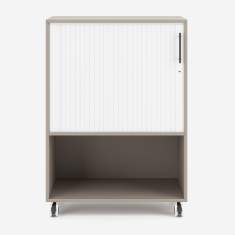 Mobiler Caddy Nowy Styl K42 mit Rollladenschrank und offenem Ablagefach im unteren Bereich