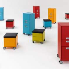 Rollcontainer Büro bunt Büroschrank auf Rollen Bürocaddy Zurbuchen, Caddies