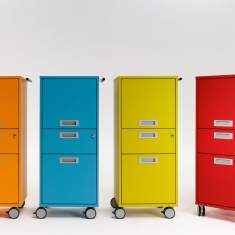 Bürocaddy, farbig, auf Rollen, orange, blau, gelb, rot, Zurbuchen, Caddies