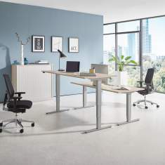 Elektrisch höhenverstellbarer Schreibtisch Büromöbel Schreibtische ergonomisch Holz Metall fm Büromöbel, move 2.0 Sitz-Stehtisch
höhenverstellbar