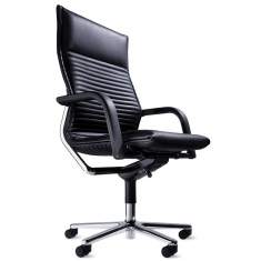 Chefstuhl schwarz Leder Bürodrehstuhl, Wilkhahn, FS-Linie Bürodrehstuhl